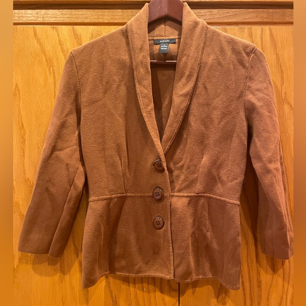 Alfani Brown Blazer Tailored Silhouette Notched Lapel